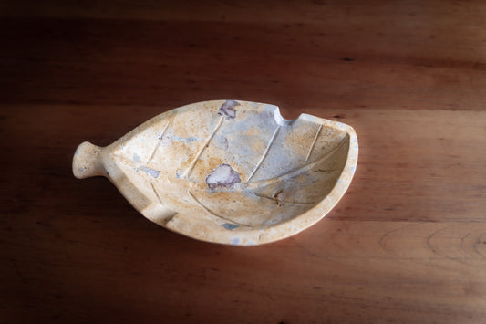 Hand Carved Stone Tobacco Leaf Cigar Ashtray (Extra Large) #1