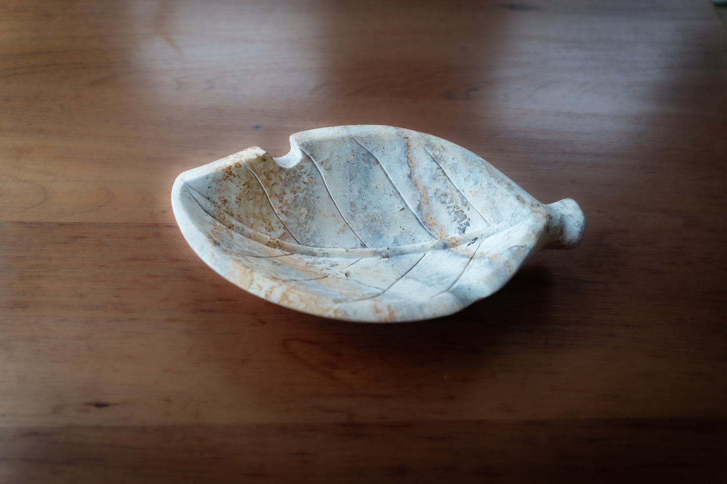 Hand Carved Stone Tobacco Leaf Cigar Ashtray (Extra Large) #2