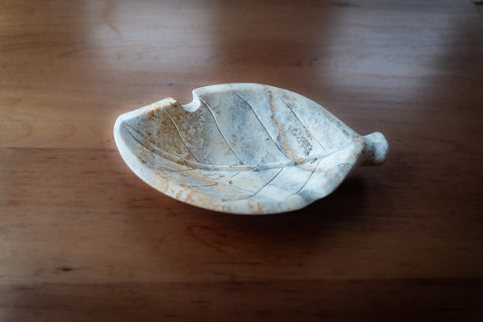 Hand Carved Stone Tobacco Leaf Cigar Ashtray (Extra Large) #2