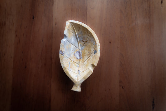 Hand Carved Stone Tobacco Leaf Cigar Ashtray (Extra Large) #1