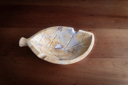 Hand Carved Stone Tobacco Leaf Cigar Ashtray (Extra Large) #1